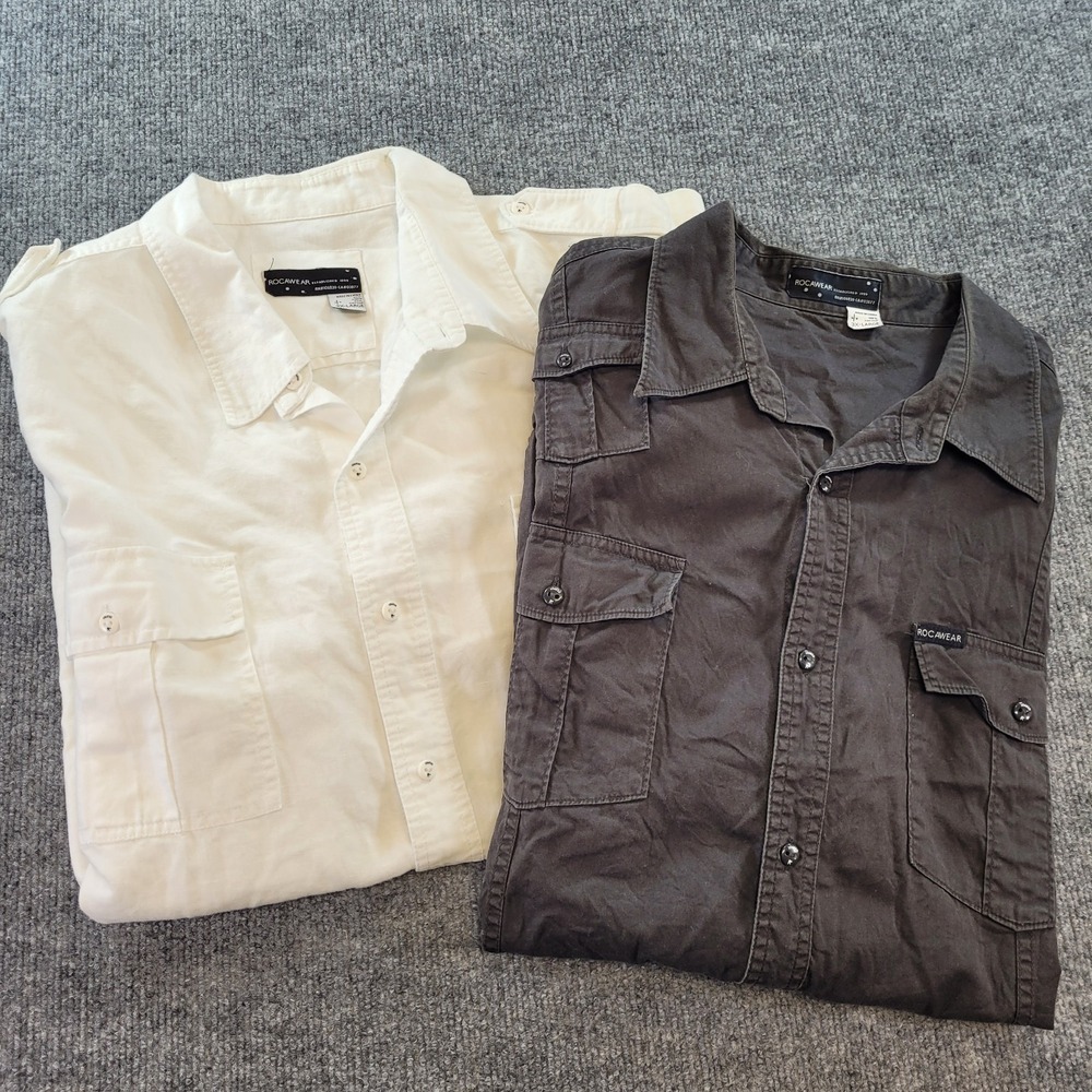 Rocawear Classic Button Up Shirt Uniform Bundle 2 Short Sleeve Mens Size‎ 3XL